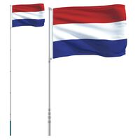vidaXL Alankomaiden lippu ja lipputanko 5,55 m alumiini