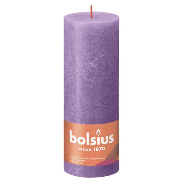 Bolsius Pilarikynttil&auml;t Shine 4 kpl rustiikkinen 190x68 mm violetti