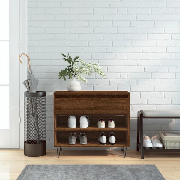 vidaXL Kenkäkaappi ruskea tammi 70x36x60 cm tekninen puu