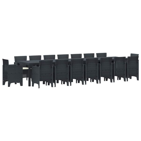 vidaXL Puutarhap&ouml;yt&auml;setti tyynyill&auml; tyynyll&auml; 17 pcs Antrasiitti PP