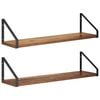 vidaXL Sein&auml;hyllyt 2 kpl Vanha puu 60 x 16 x 15,5 cm