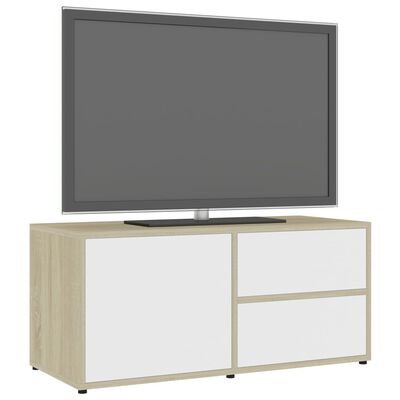 vidaXL TV-taso valkoinen ja Sonoma-tammi 80x34x36 cm lastulevy