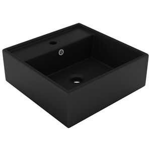 vidaXL Ylellinen pesuallas ylivuotoaukolla neli&ouml; musta 41x41cm keraami