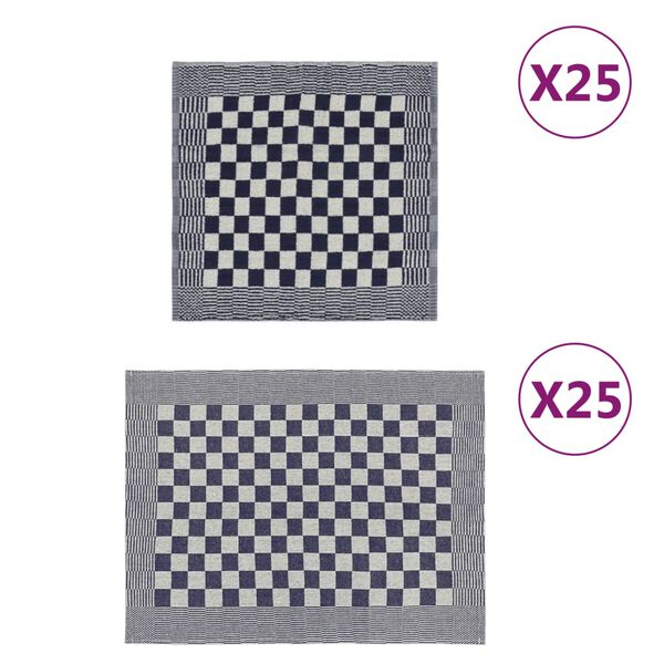 vidaXL Pyyhesetti 50 kpl sinivalkoinen puuvilla