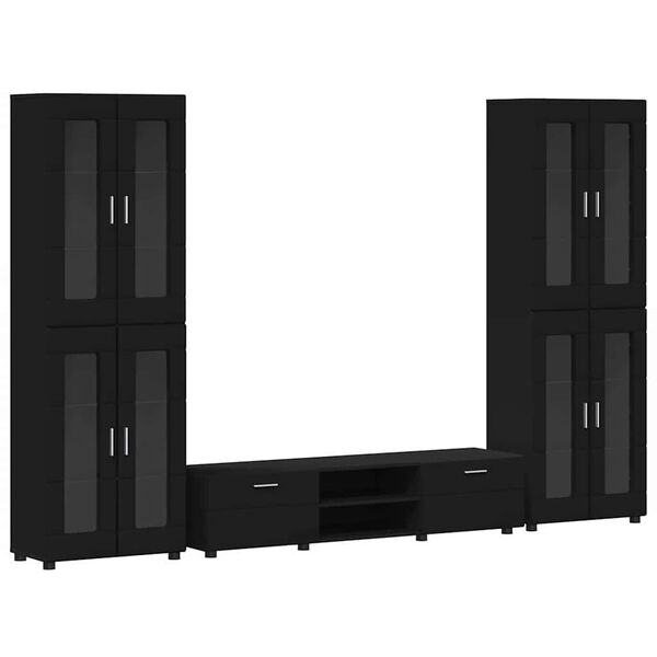 vidaXL TV-tasosetti laatikon kanssa hyllyll&auml; ovella Musta Tekninen puu