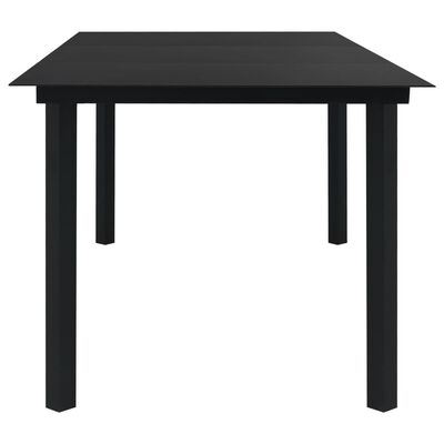 vidaXL Puutarhan ruokapöytä musta 190x90x74 cm teräs ja lasi