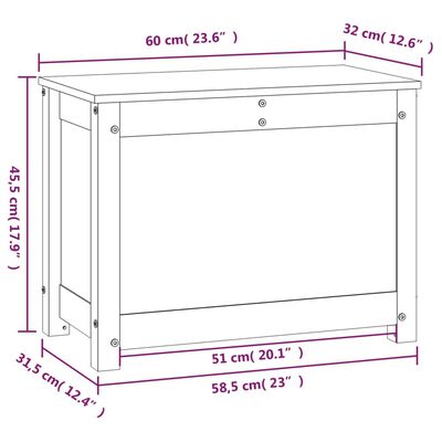 vidaXL Säilytyslaatikko hunajanruskea 60x32x45,5 cm täysi mänty