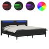 vidaXL S&auml;ngyn runko LED-nauhoilla Musta 6FT Super King Size Keinonahka