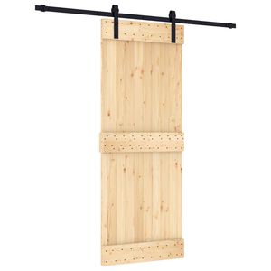 vidaXL Liukuovi Luonnollinen ja musta 80 x 210 cm Massiivinen m&auml;nty