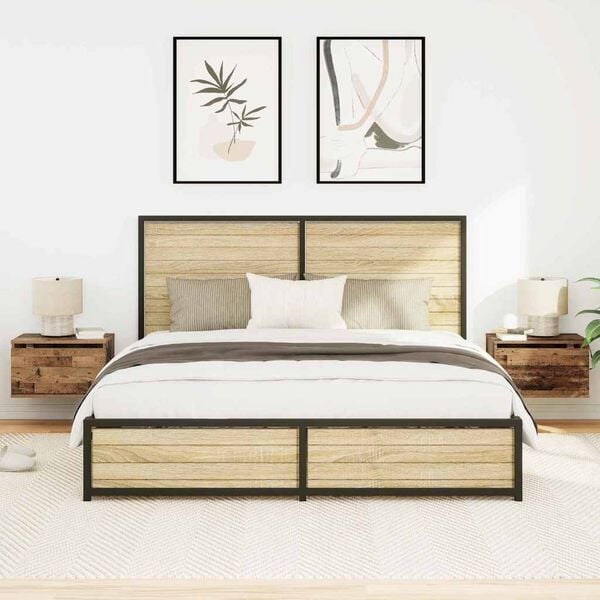 vidaXL Seinälle kiinnitettävä yöpöytäkaappi 2 pcs Vanha puu