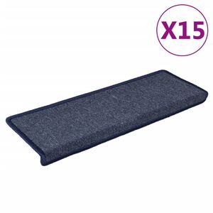 vidaXL Porrasmatot 15 kpl 65x21x4 cm tummanharmaa ja sininen suorakaiteen muotoinen reuna