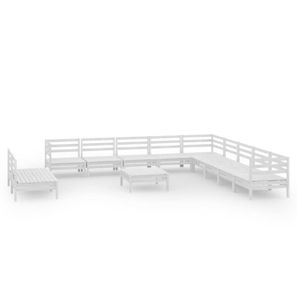 vidaXL 12-osainen Puutarhasohvasarja valkoinen täysi mänty