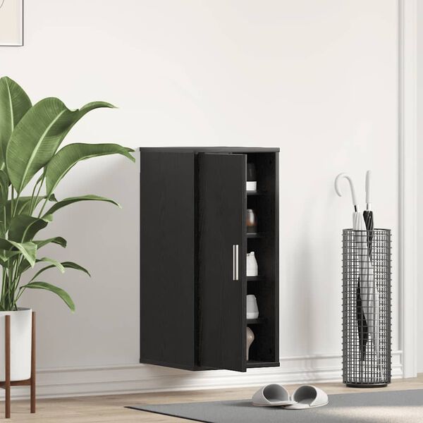 vidaXL Kenkäkaappi musta tammi 32x35x70 cm lastulevy