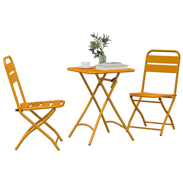 vidaXL Bistrosetti 3 pcs Sinapinkeltainen Teräs