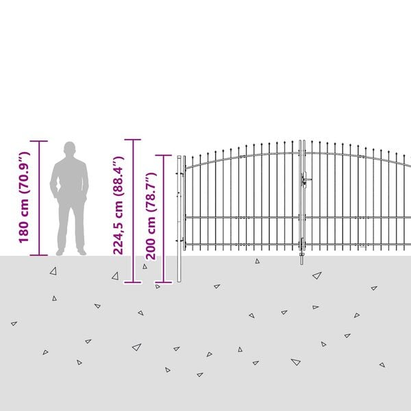 vidaXL Puutarhaportti lukkoon Harmaa 195 x 400 cm Ter&auml;s