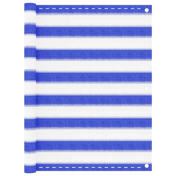 vidaXL Parvekkeen suoja sininen ja valkoinen 90x400 cm HDPE