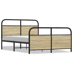 vidaXL Metallinen s&auml;ngynrunko ilman patjaa Sonoma Oak 137x190 cm