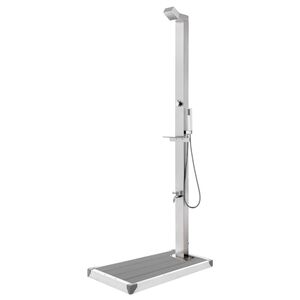 vidaXL Puutarhasuihku harmaalla alustalla 225 cm ruostumaton ter&auml;s