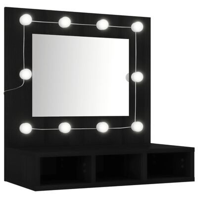 vidaXL Peilikaappi LED-valoilla musta 60x31,5x62 cm
