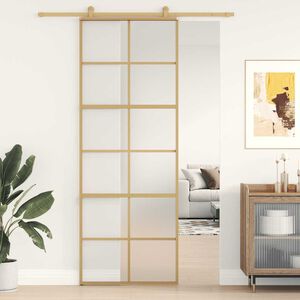 vidaXL Liukuovi kulta 76x205 cm himme&auml; ESG-lasi ja alumiini