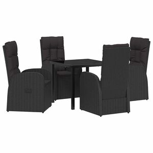 vidaXL Piharuokailu setti tyynyll&auml; 5 pcs Musta polyrottinki