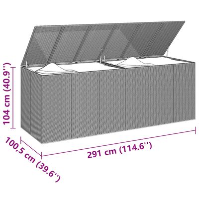 vidaXL Puutarhan säilytyslaatikko PE-rottinki 291x100,5x104 cm ruskea