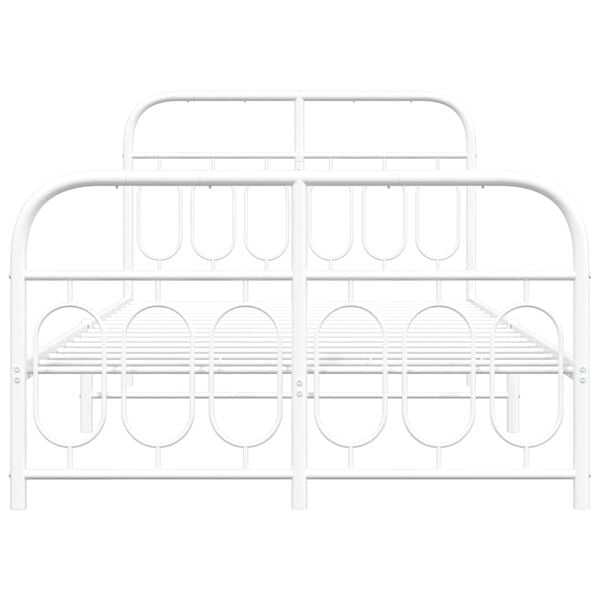 vidaXL Metallinen sängynrunko päädyillä valkoinen 120x200 cm