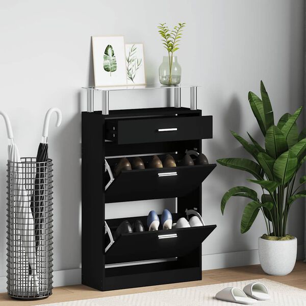 vidaXL Kenk&auml;kaappi musta 63x24x104 cm tekninen puu