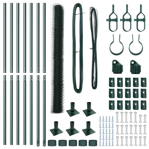 vidaXL Aitalatu Vihreä 10 x 1,6 m (50 mm verkko) Terästä ja PVC:tä