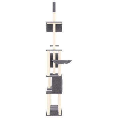 vidaXL Kissan kiipeilypuu sisal- raapimispylväillä tummanharmaa 279 cm