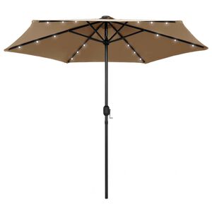 vidaXL Aurinkovarjo LED-valot alumiinitolpalla 270 cm taupe