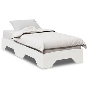 vidaXL S&auml;ngynrunko Ei Patja Pinottava Valkoinen 90x190cm Massiivipuuta