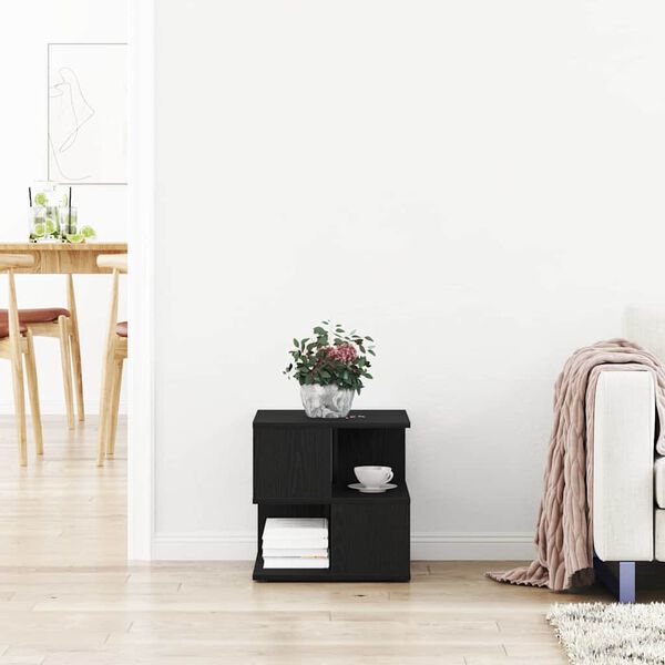 vidaXL Sivupöytä hyllyllä Musta tammi. 30 x 30 x 55 cm Tekninen puu