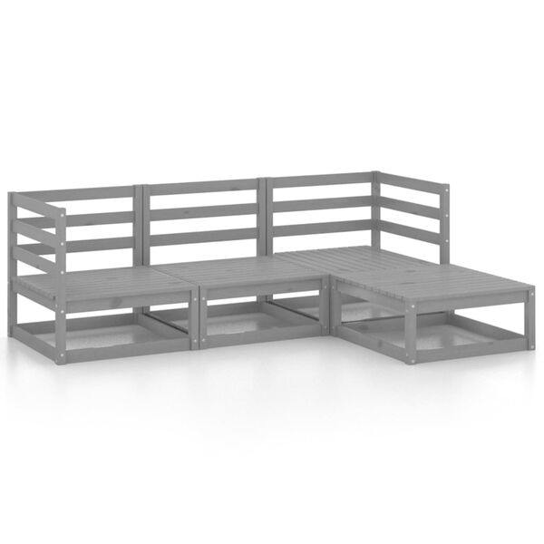 vidaXL 4-osainen Puutarhasohvasarja harmaa t&auml;ysi m&auml;nty