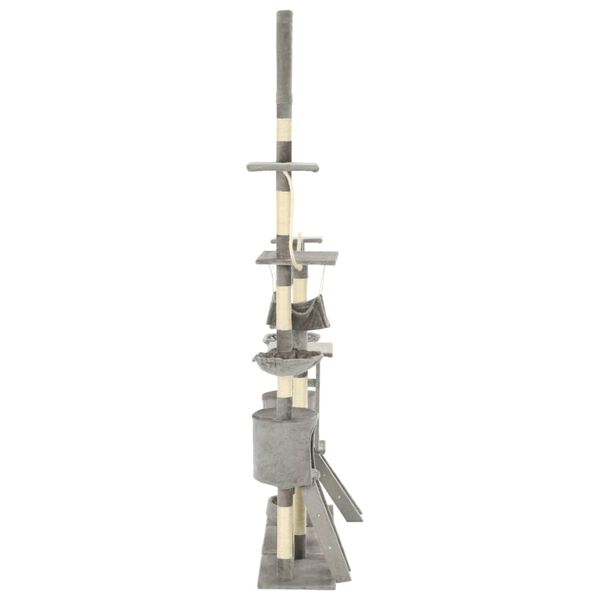 vidaXL Kissan kiipeilypuu sisal-pylv&auml;ill&auml; 230-250 cm harmaa