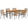 vidaXL Piharuokailu setti 7 pcs Harmaa ja ruskea polyrottinki