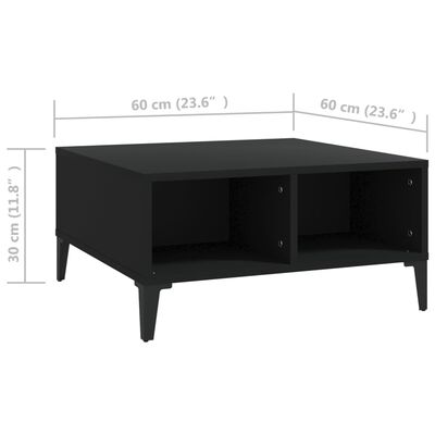 vidaXL Sohvapöytä musta 60x60x30 cm lastulevy