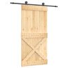 vidaXL Liukuovi Luonnollinen ja musta 100 x 210 cm Massiivinen m&auml;nty