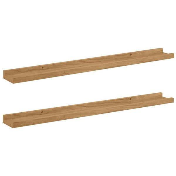 vidaXL Sein&auml;hylly hyllyll&auml; 2 pcs Ruskea 80 x 9 x 3 cm Tekninen puu