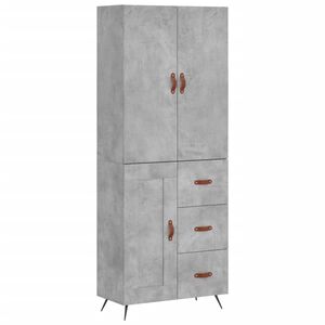 vidaXL Kaappi betoninharmaa 69,5x34x180 cm tekninen puu