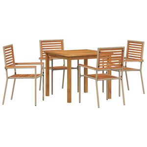 vidaXL Piharuokailu setti 5 kpl Beige Tihe&auml; akasiapuu