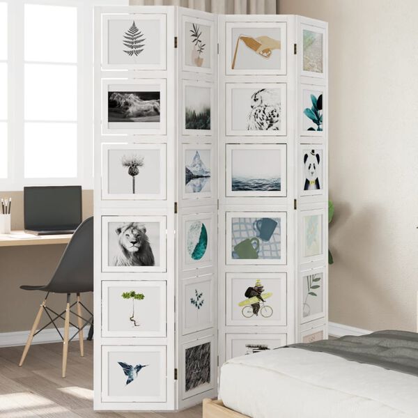 vidaXL 4-Paneelinen tilanjakaja valkoinen t&auml;ysi keisaripuu