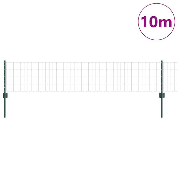 vidaXL Aita ja Tuki Vihreä 0,4 x 10 m Terästä ja PVC:tä