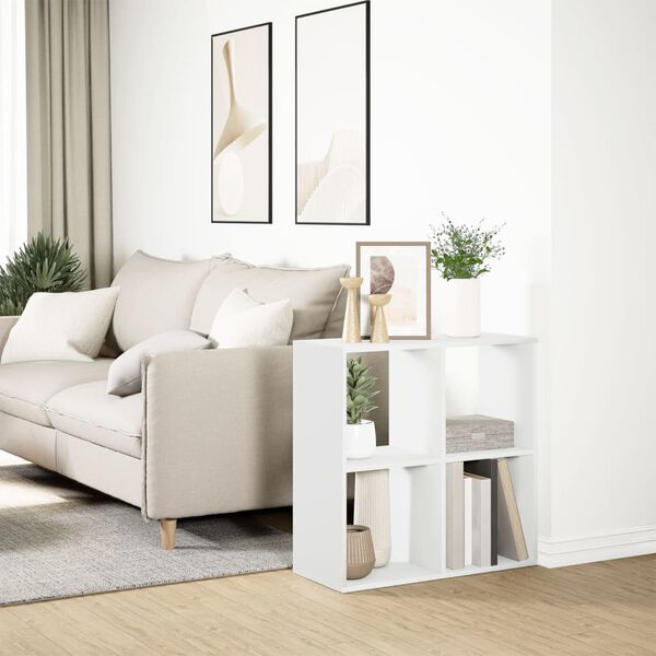 vidaXL Huoneenjakaja Kirjahylly Valkoinen 69,5x29x69,5 cm Puu