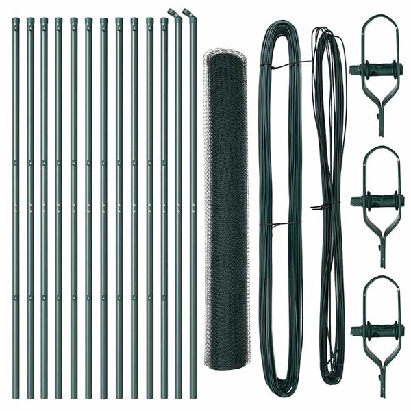 vidaXL Aitalatu Vihre&auml; 25 x 1,4 m (13 mm verkko) Ter&auml;st&auml; ja PVC:t&auml;