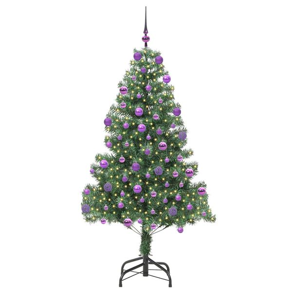 vidaXL Joulukuusi 300 LED-valoilla Vihre&auml; 210 cm Polyvinyylikloridi