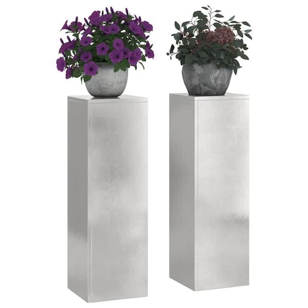 vidaXL Kasviteline 2 pcs Hopea 24 x 24 x 75 cm Ruostumaton teräs