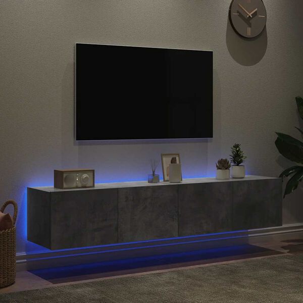 vidaXL TV-sein&auml;kaapit LED-valoilla 2 kpl betoninharmaa 80x35x31 cm