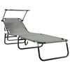 vidaXL Taittuva aurinkotuoli Harmaa 190 x 57 x 81 cm oxford