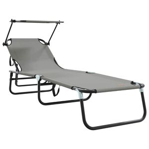 vidaXL Taittuva aurinkotuoli Harmaa 190 x 57 x 81 cm oxford